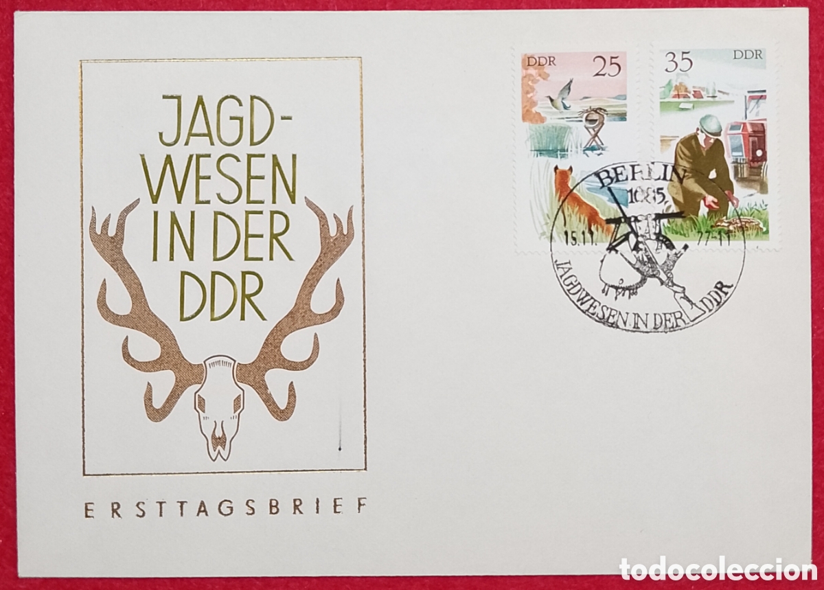Sellos: Sobre de Primer D&iacute;a (FDC) Alemania RDA (DDR) 1977 - Caza en la RDA (Jagdwesen in der DDR)