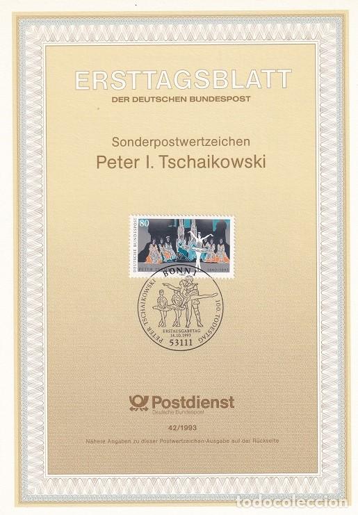 Sellos: Ersttagsblatt 42/1993 Bon / Peter I. Tschaikowski - Ballet El lago de los cisnes &middot; Centenario de l..