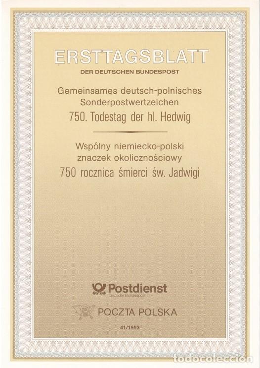 Sellos: Ersttagsblatt 41/1993 Bon / 750 Todestag der hl. Hedwig - Miniatura &middot; 750 Aniversario de la muerte..