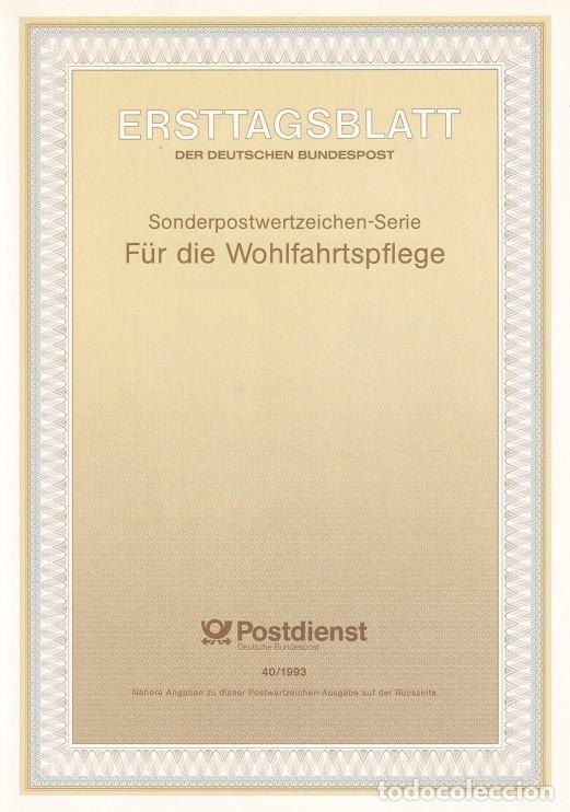 Sellos: Ersttagsblatt 40/1993 Bon / F&uuml;r die Wohlfahrtspflege - Trajes regionales &middot; F&ouml;hr &middot; R&uuml;gen &middot; Schwalm ..