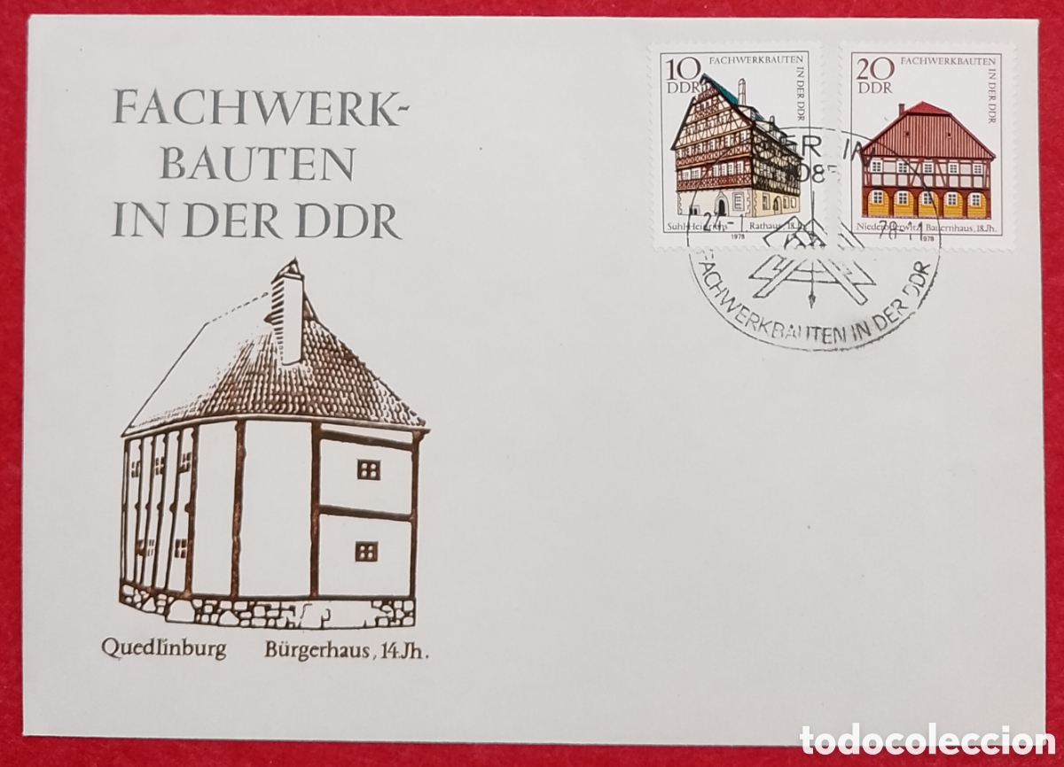 Sellos: Sobre Primer D&iacute;a FDC DDR Alemania 1978 - Fachwerkbauten Quedlinburg Michel 2294/98