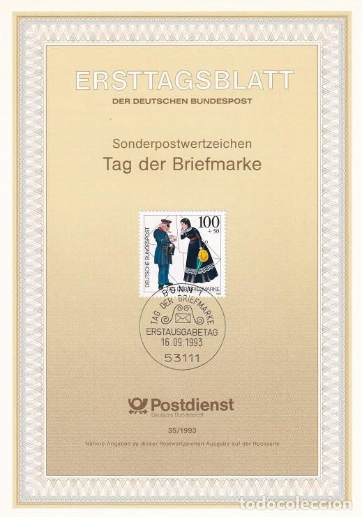Sellos: Ersttagsblatt 35/1993 Bon / Tag der Briefmarke - D&iacute;a del sello &middot; Cartero del siglo XIX
