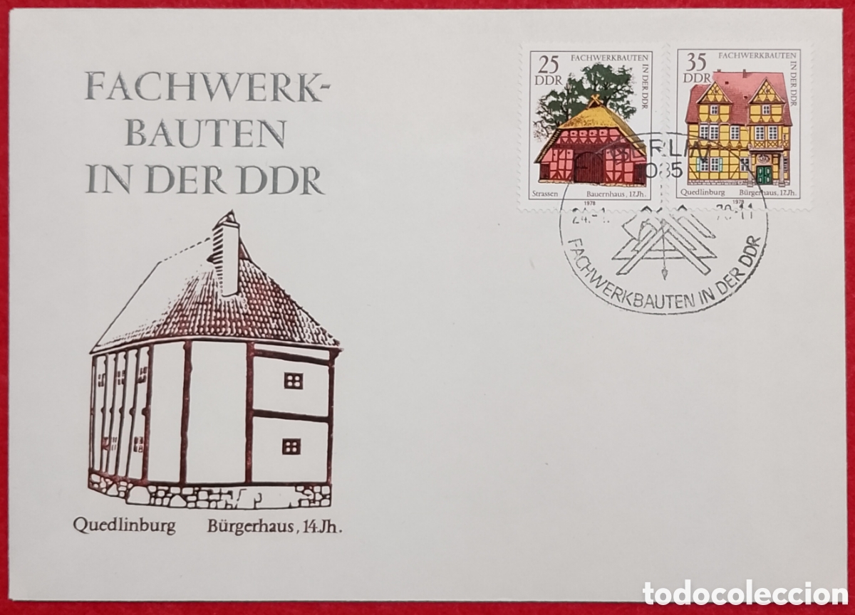 Sellos: Sobre Primer D&iacute;a (FDC) Alemania Oriental DDR 1978 - Arquitectura Entramado de Madera (Fachwerkbauten