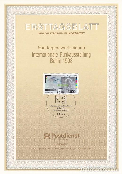 Sellos: Ersttagsblatt 33/1993 Bon / Internationale Funkausstellung Berlin 1993 - Sal&oacute;n internacional de la..