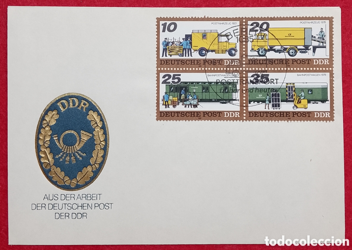 Sellos: Sobre Primer D&iacute;a FDC DDR 1978 - Serie Completa Transporte Postal &rdquo;Aus der Arbeit der Deutschen Post&rdquo;