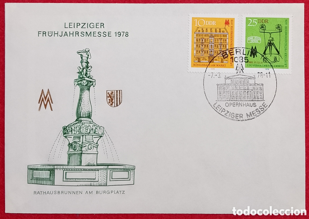 Sellos: Sobre Primer D&iacute;a FDC Alemania Oriental DDR 1978 - Feria de Primavera de Leipzig (Leipziger Fr&uuml;hjahrs