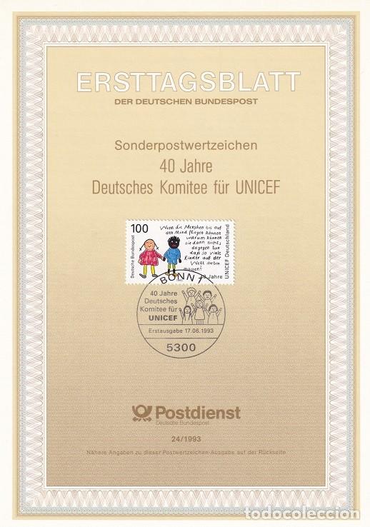 Sellos: Ersttagsblatt 24/1993 Bon / 40 Jahre Deutsches Komitee f&uuml;r UNICEF - 40 Aniv. del comit&eacute; alem&aacute;n par..