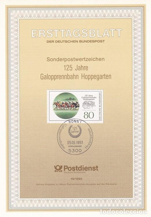Sellos: Ersttagsblatt 19/1993 Bon / 125 Jahre Galopprennbahn Hoppegarten - Carrera al galope &middot; 125 Aniv. h..
