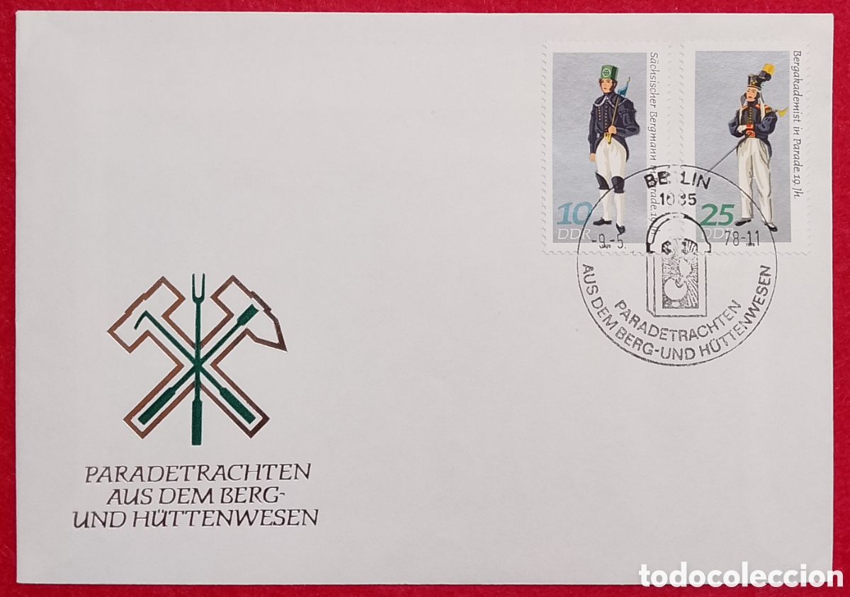 Sellos: Sobre Primer D&iacute;a Alemania Oriental DDR 1978 &middot; Uniformes de Gala Mineros Sajones