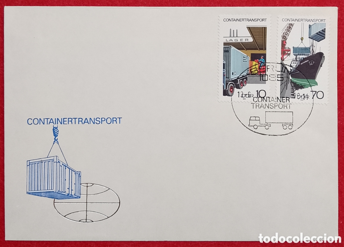 Sellos: Sobre Primer D&iacute;a FDC Alemania Oriental DDR 1978 &middot; Log&iacute;stica y Transporte Contenedores &middot; Matasellos B