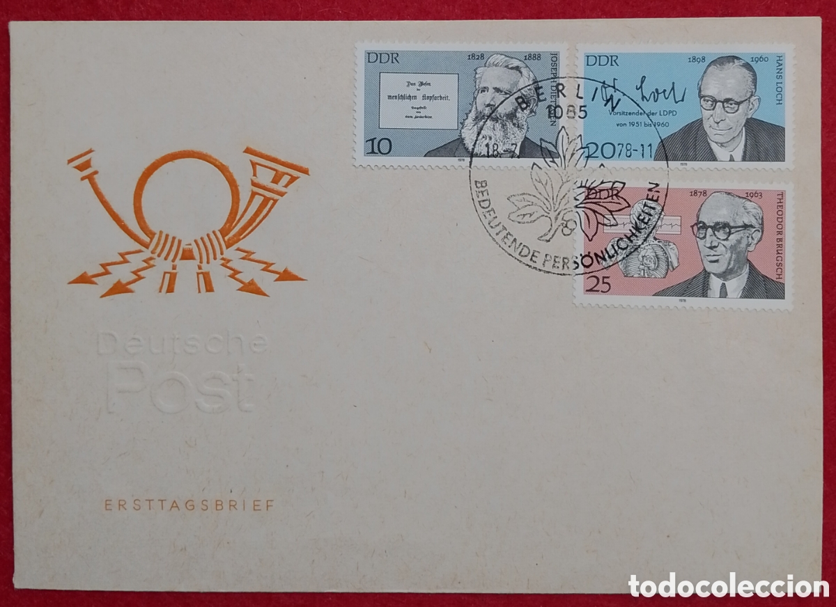 Sellos: Sobre Primer D&iacute;a (FDC) Alemania Oriental DDR 1978 &bull; Personalidades Destacadas
