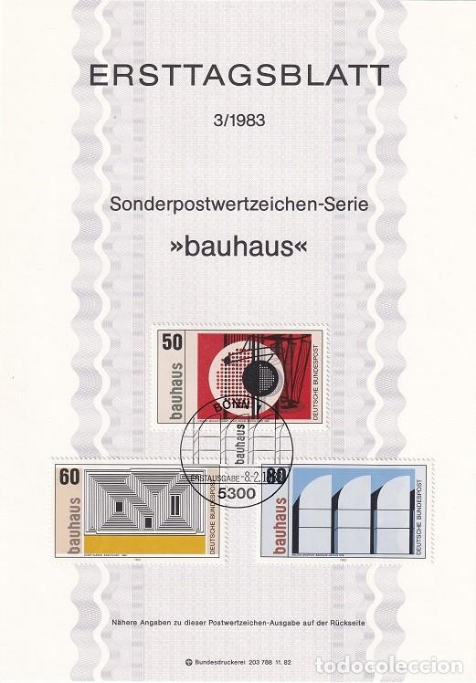 Sellos: Ersttagsblatt 3/1983 Bon - Centenario Walter Gropius fundador escuela arquitectura Bauhaus