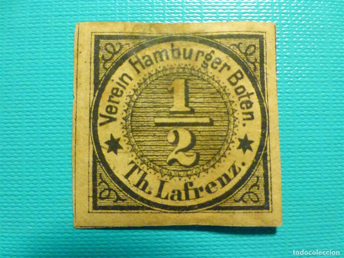 Sellos: Sello Correo Privado Alemania - Hamburgo - A&ntilde;o 1863- Verein Hamburger Boten - Th. Lafrenz. - 1/2