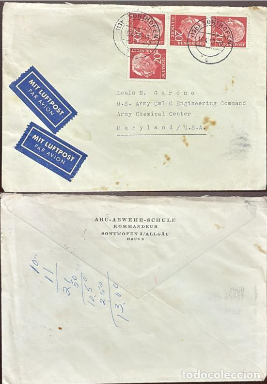 Sellos: TS) 1957 GERMANY, AIRMAIL, COVER SENT FROM SONTHOFEN TO MARYLAND,WITH PRESIDENT DR. THEODOR HEUSS ST