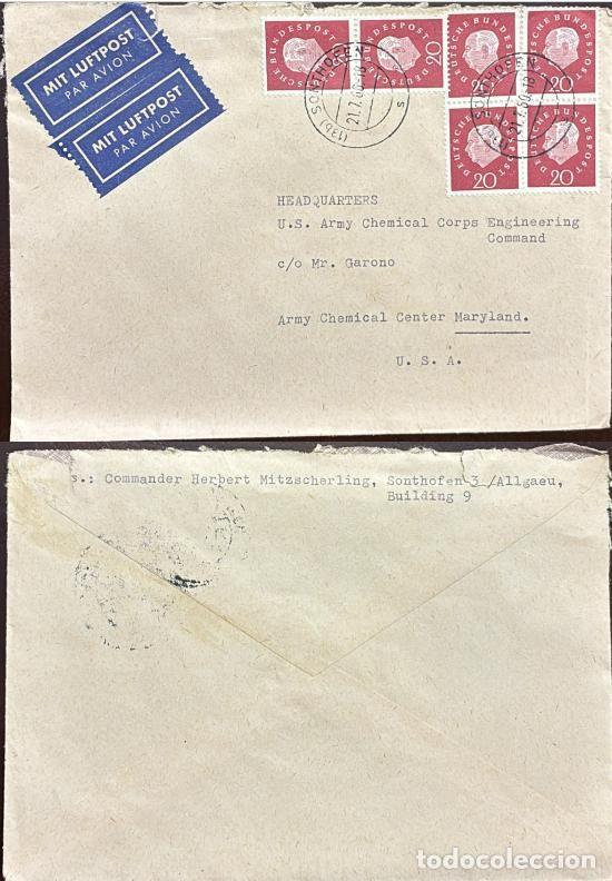 Sellos: TS) 1950 GERMANY, AIRMAIL, COVER SENT FROM SONTHOFEN TO MARYLAND,WITH PRESIDENT DR. THEODOR HEUSS ST