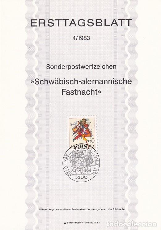 Sellos: Ersttagsblatt 4/1983 Bon - Carnaval suabo-germ&aacute;nico de Rottweil - Schw&auml;bisch-alemannische Fastnacht