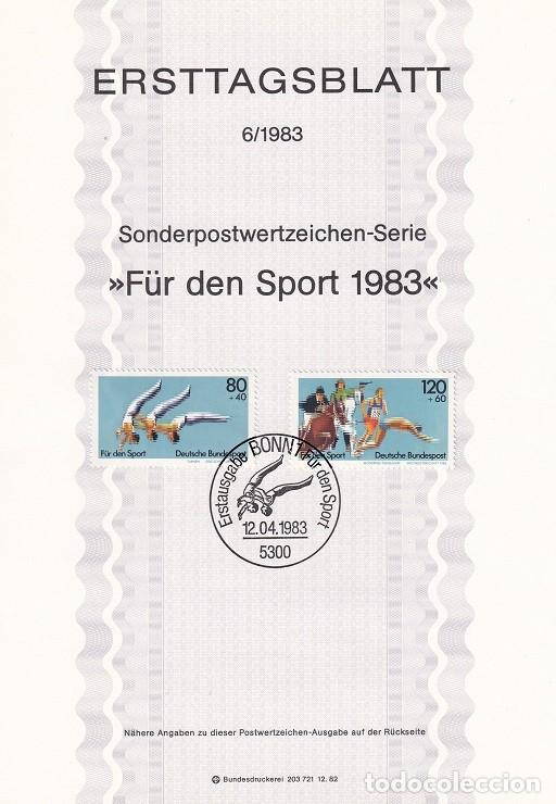 Sellos: Ersttagsblatt 6/1983 Bon - Pro deporte &middot; Festival gimn&aacute;stico &middot; Mundial de pentatlon moderno