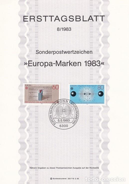 Sellos: Ersttagsblatt 8/1983 Bon - Europa CEPT Grandes obras ingenio humano Ondas electromagn&eacute;ticas Imprenta