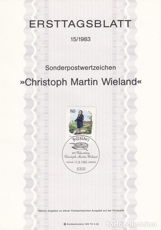 Briefmarken: Ersttagsblatt 15/1983 Bon - 250 Aniversario del nacimiento del poeta Christoph Martin Wieland