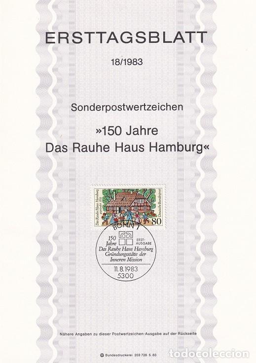Sellos: Ersttagsblatt 18/1983 Bon - 150 Aniversario fundaci&oacute;n para Rahue de Hamburgo ni&ntilde;os desarraigados