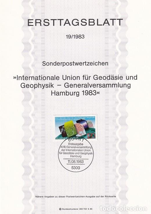 Sellos: Ersttagsblatt 19/1983 Bon - Congreso internacional sobre geodesia y geof&iacute;sica - Internationale Uni..