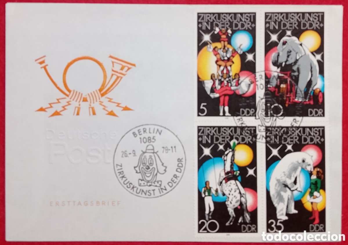 Sellos: Sobre Primer D&iacute;a (FDC) Alemania Oriental RDA 1978 - Arte Circense