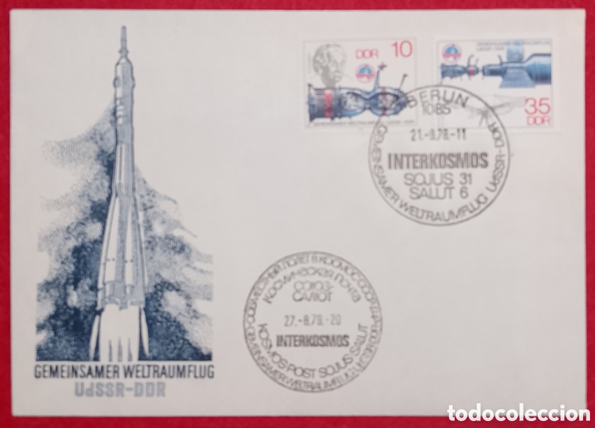 Sellos: Sobre Primer D&iacute;a FDC Alemania 1978 - Interkosmos Soyuz 31 Salyut 6 - Vuelo Espacial URSS-DDR