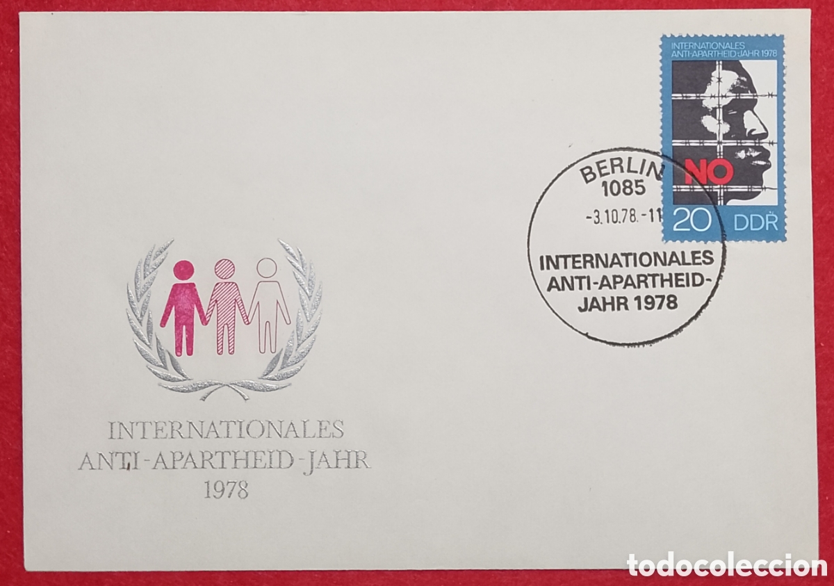 Sellos: Sobre Primer D&iacute;a FDC Alemania Oriental DDR 1978 Anti-Apartheid