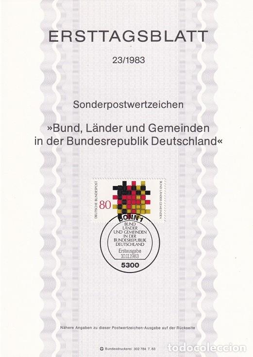 Sellos: Ersttagsblatt 23/1983 Bon - Federaci&oacute;n de regiones y comunidades nacionales - Bund, L&auml;nder und Gem..
