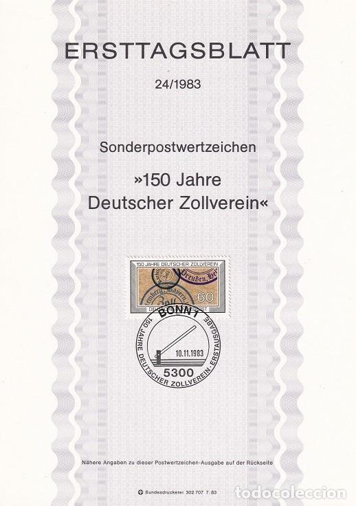 Sellos: Ersttagsblatt 24/1983 Bon - 150 Aniversario de la uni&oacute;n aduanera &middot; Matasellos antiguos de entrada