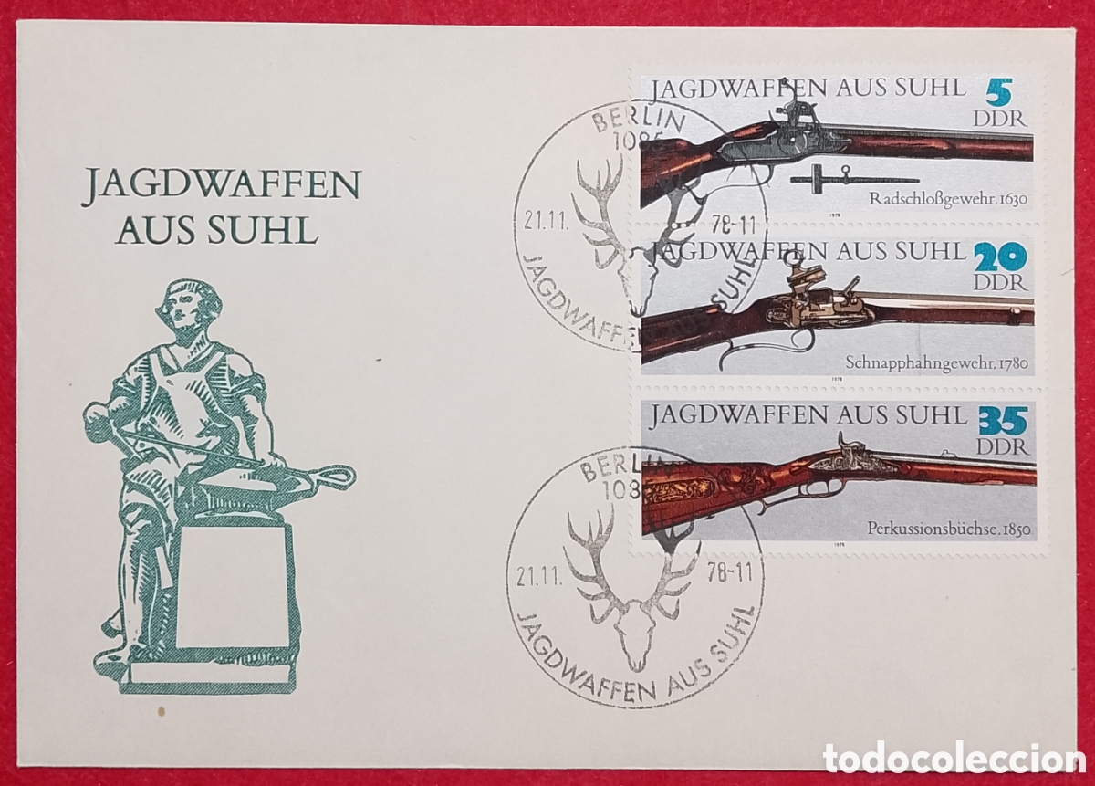 Sellos: Sobre Primer D&iacute;a Alemania Oriental (DDR) 1978 &bull; Armas Hist&oacute;ricas de Suhl