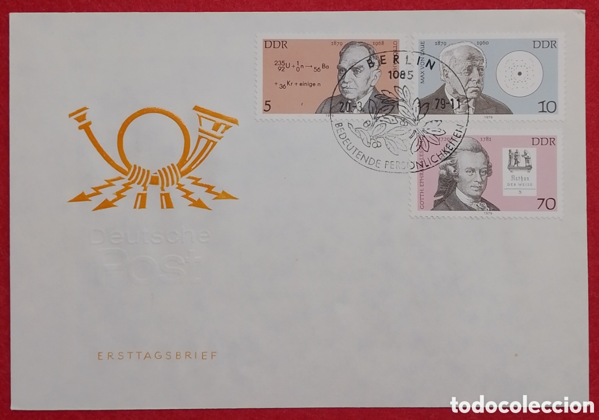 Sellos: Sobre Primer D&iacute;a (FDC) Alemania Oriental (DDR) 1979 - Serie Personalidades C&eacute;lebres