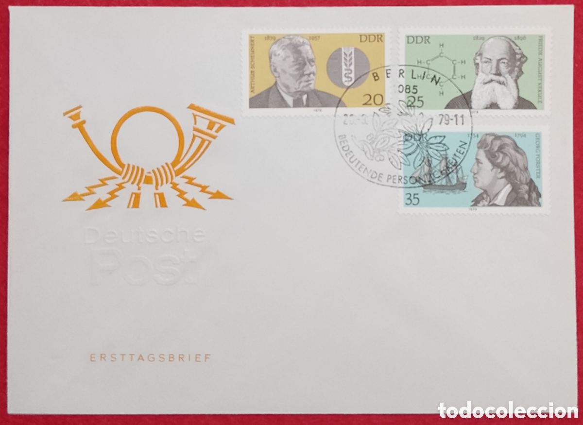 Sellos: Sobre Primer D&iacute;a (FDC) Alemania Oriental DDR 1979 - Personalidades Destacadas
