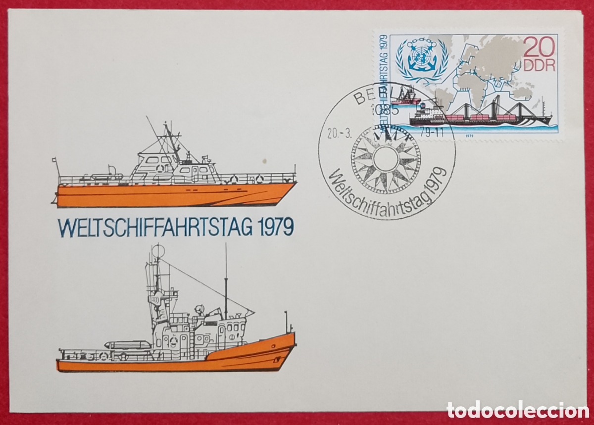 Sellos: Sobre Primer D&iacute;a (FDC) Alemania Oriental (DDR) 1979 - D&iacute;a Mundial Mar&iacute;timo