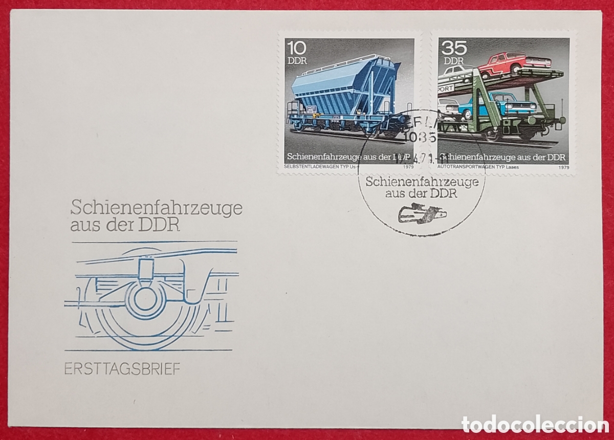 Sellos: Sobre de Primer D&iacute;a (FDC) Alemania Oriental RDA 1979 - Trenes - Vagones