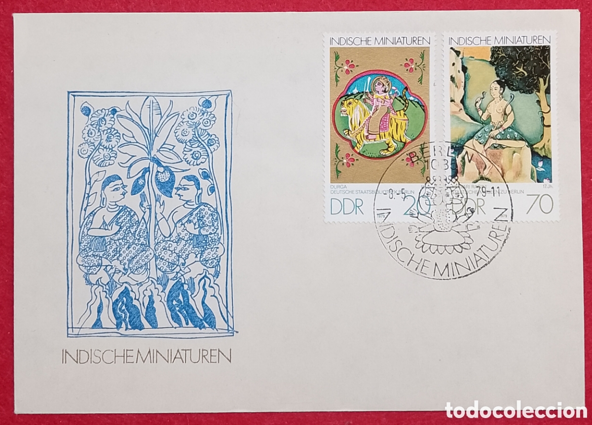 Sellos: Sobre Primer D&iacute;a (FDC) Alemania Oriental (DDR) 1979 - Miniaturas Indias