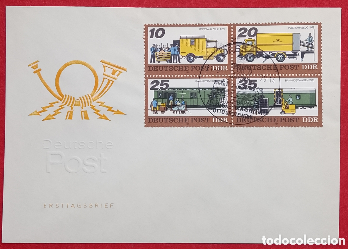 Sellos: Sobre Primer D&iacute;a FDC Alemania Oriental DDR 1978 Transporte Postal