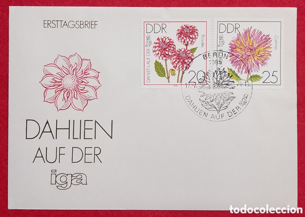 Sellos: Sobre Primer D&iacute;a FDC Alemania Oriental DDR 1979 Flores Dalias IGA