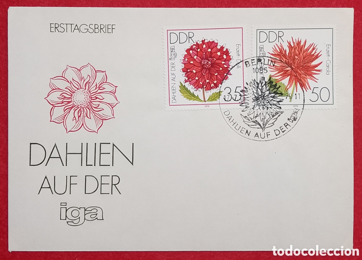 Sellos: Sobres Primer D&iacute;a (FDC) Alemania Oriental DDR 1979 - Flores Dalias IGA Erfurt
