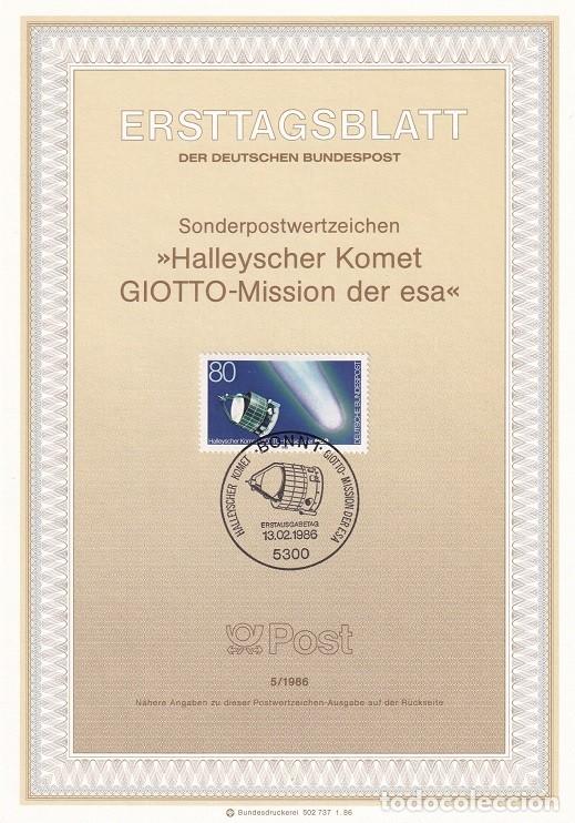 Sellos: Ersttagsblatt 5/1986 Bon - Cometa Halley - Halleyscher Komet Giotto-Mission der esa