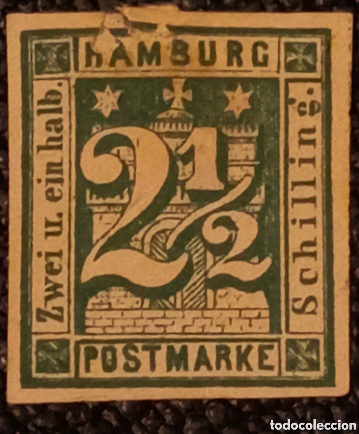 Stamps: Sello Hamburgo 1864 - 2 1/2 Schilling Verde - Michel 9 / Scott 12