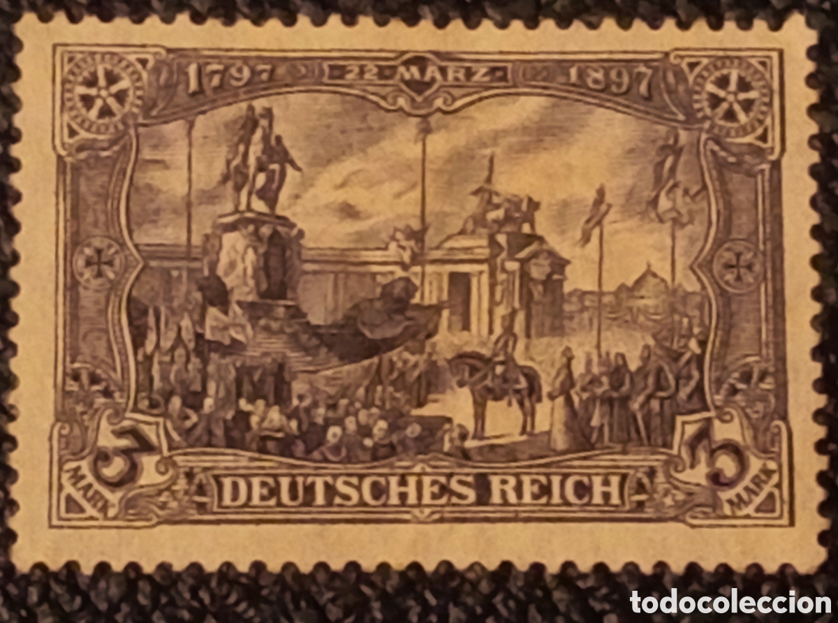 Briefmarken: Sello Alemania 1902 Deutsches Reich 3 Mark Monumento Michel 80 / Scott 75 MH
