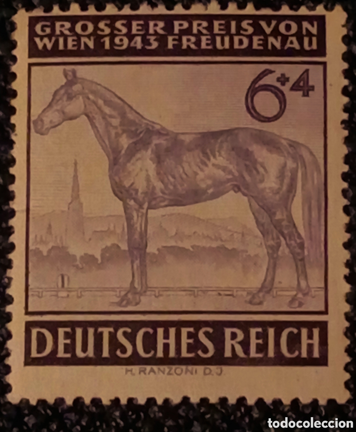 Francobolli: Sello Alemania 1943 Gran Premio Viena Caballo Michel 857 / Scott B244 Nuevo MH