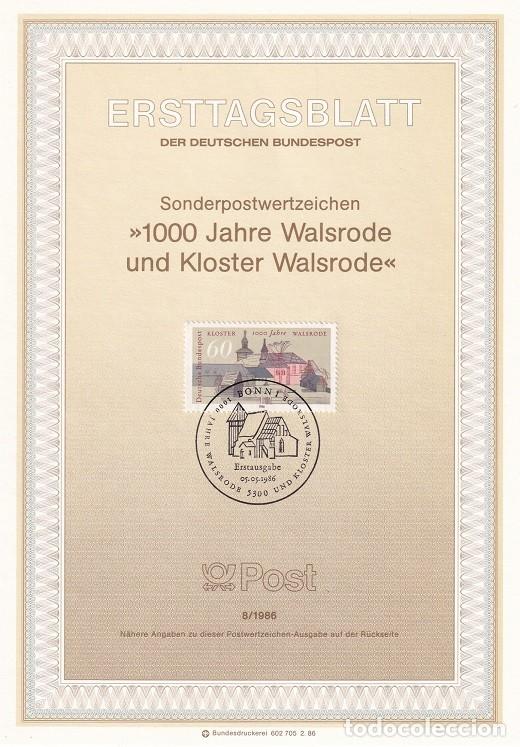 Sellos: Ersttagsblatt 8/1986 Bon - Milenario de la Catedral de Walsrode &middot; 1000 Jahre Walsrode und Kloster ..