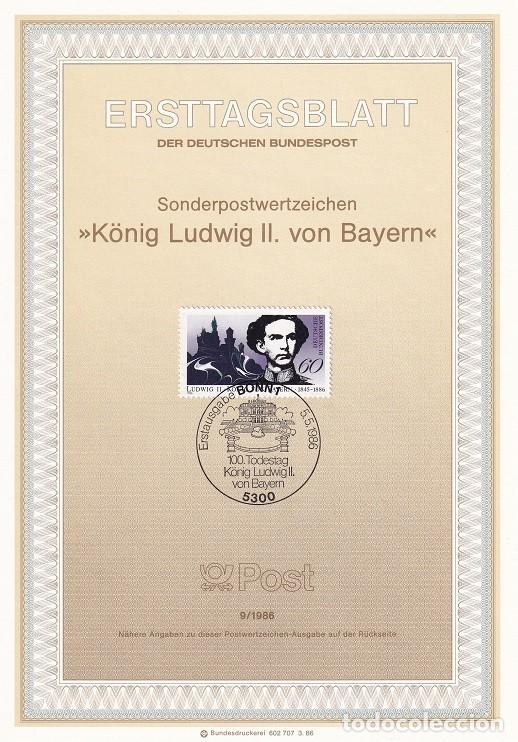 Sellos: Ersttagsblatt 9/1986 Bon - Centenario muerte Ludwig II Rey de Baviera - K&ouml;nig Ludwig II von Bayern