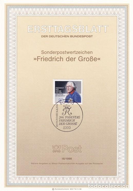 Sellos: Ersttagsblatt 18/1986 Bon - Bicentenario de la muerte de Federico el Grande 1712-1786 - Friedrich ..