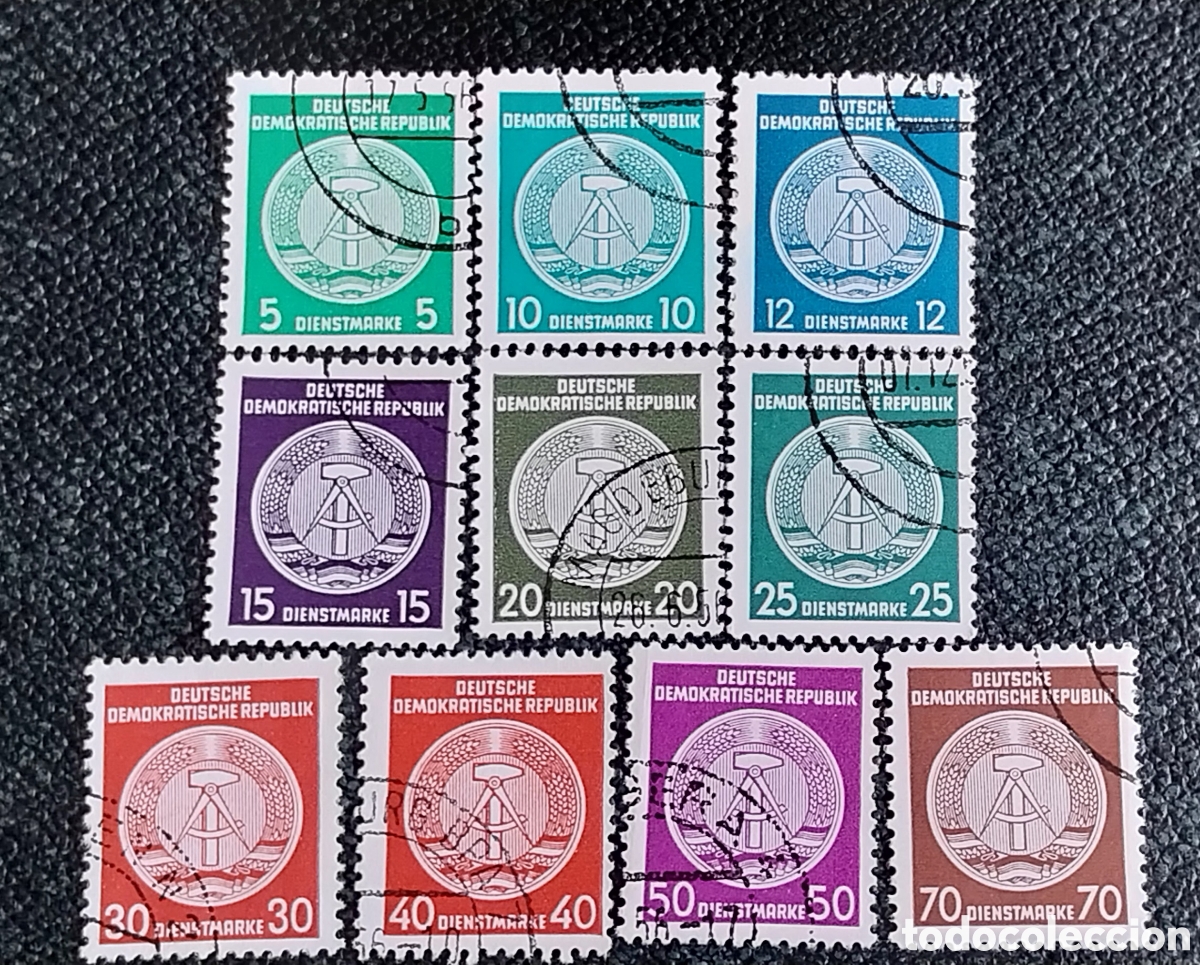 Sellos: Lote 10 Sellos RDA Alemania Oriental 1954 - Michel Dienst A 1/17 Usados