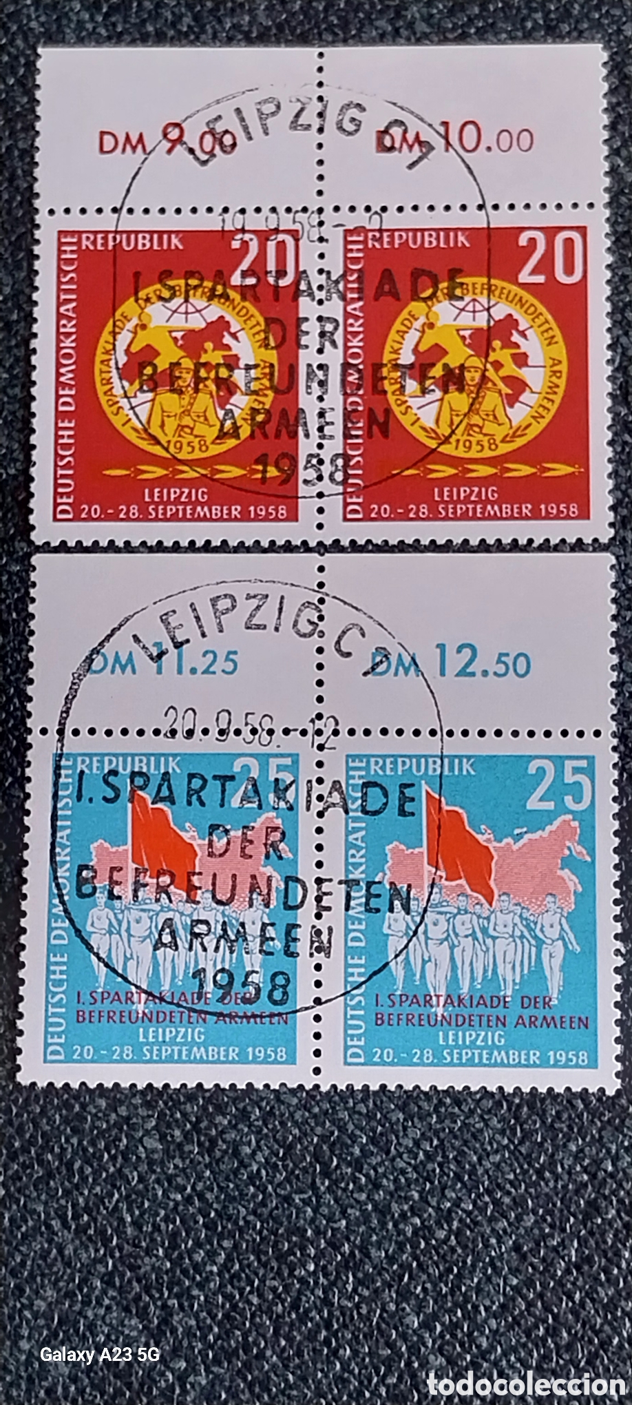 Sellos: Sellos RDA 1958 I Espartaquiada Leipzig Matasellados Michel 657-659