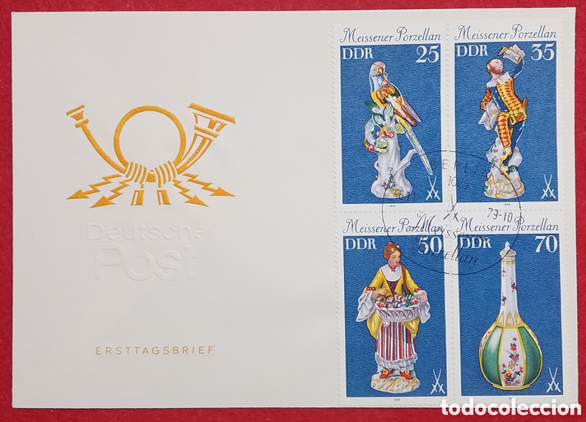 Sellos: Sobre Primer D&iacute;a FDC Alemania Oriental DDR 1979 - Porcelana de Meissen