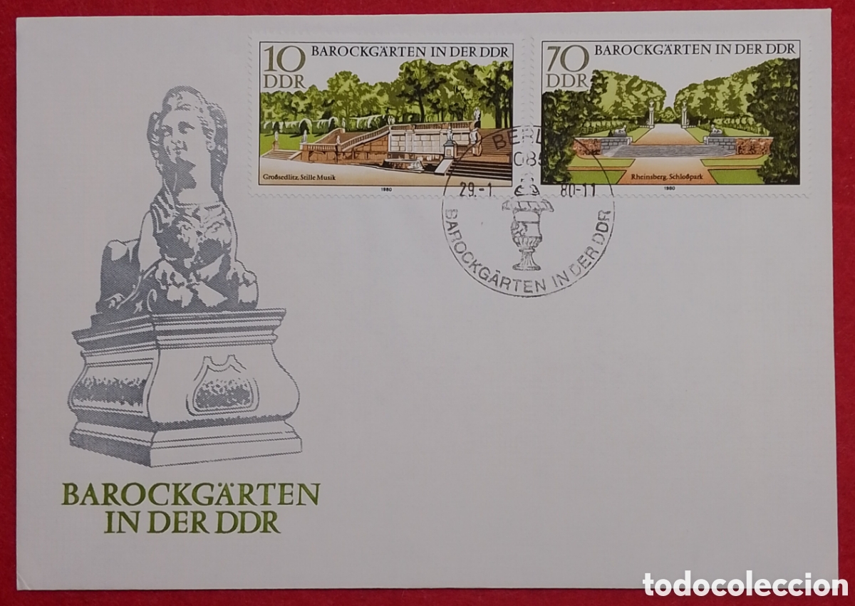 Sellos: Sobre Primer D&iacute;a Alemania Oriental DDR 1980 - Jardines Barrocos (Barockg&auml;rten)